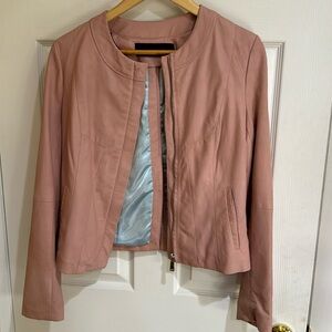 Pink leather jacket with silk
